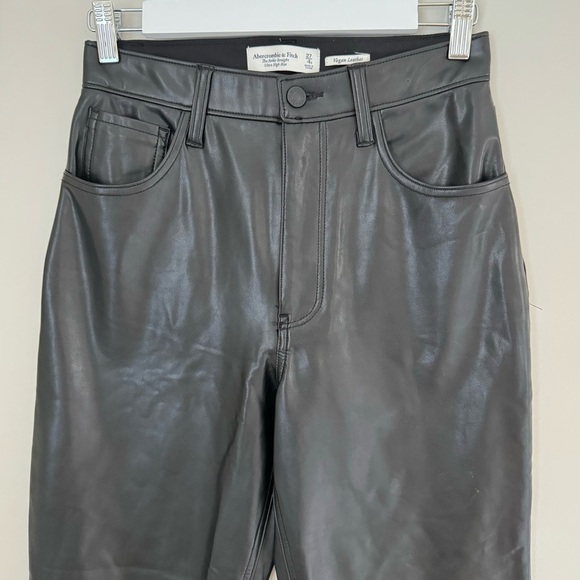 Abercrombie & Fitch Faux Leather Ankle Straight Ultra High Rise Pants 27 / 4 S - Picture 5 of 14